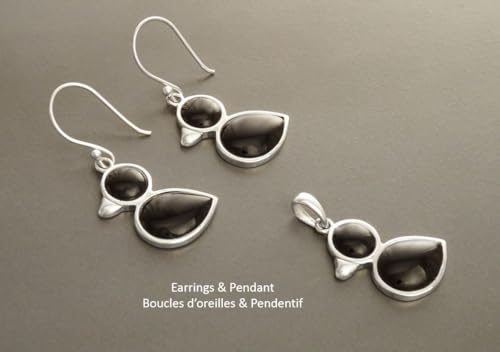 Black Bird Earrings, Sterling Silver, Animal, Earrings Set, Onyx Stone, Duck Earrings Set, Cute birdy Jewelry (Make your choice :: SET with Necklace B, Gift-Wrapping: Free) von KRAMIKE