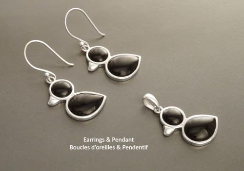 Black Bird Earrings, Sterling Silver, Animal, Earrings Set, Onyx Stone, Duck Earrings Set, Cute birdy Jewelry (Make your choice :: SET with Necklace C, Gift-Wrapping: Free) von KRAMIKE