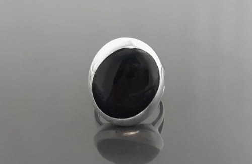 Black stone Ring, Sterling Silver, Genuine Black Onyx gemstone, unique modern shape design jewelry (Ring size: 7, Gift Wrapping: Free) von KRAMIKE