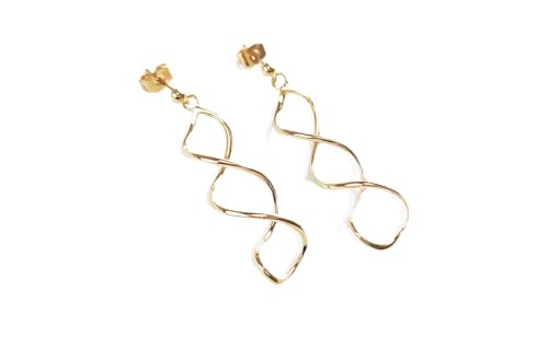 Drop Spiral earrings golden with 18K genuine gold plated, Long Spiral, Swirl Earrings, Dangle pendant earrings, Long Dangle Earrings Plated von KRAMIKE