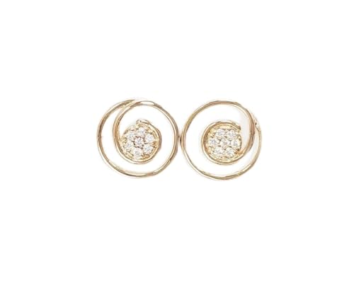 Golden Spiral Earrings, Genuine 18K Gold Plated, white Sparkling Cz stones, Coil Design Stud Earrings, Modern Swirl Loop Design Jewelry. (Make your choice :: SET + Chain 60cm, Gift Wrapping: Free) von KRAMIKE