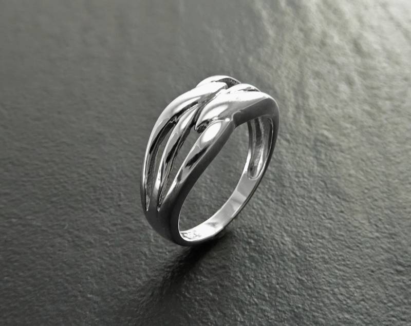 Kreuz Ring, Sterling Silber, Crossing Textured Bandring, Drop Double Crossed Versprechen Einzigartige Verlobungsring von KRAMIKE