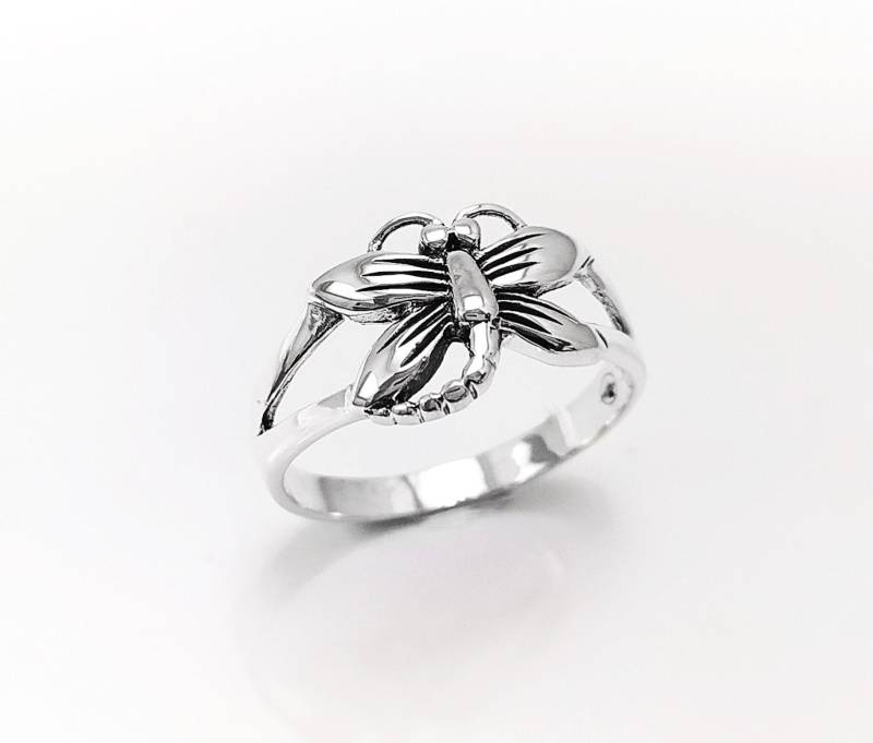 Libelle Ring, Sterling Silber, Boho Damselfly Fliegende Insekt Natur Schmuck, Käfer Gartenkäfer Zierlicher Schmuck von KRAMIKE