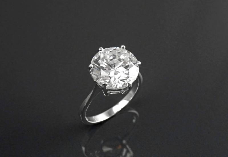 Oversize Solitaire Diamant Ring Von Kramike 12 Mm 6Ct Sterling Silber Runder Stein Brautgeschenk Verlobungsschmuck Kr188 von KRAMIKE