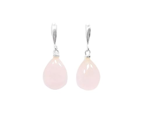 PINK Stone 925 Earrings Sterling Silver, Pink Quartz Silver Earrings, Dangly Sterling Silver Earrings, Small Teardrop Pink Quartz Earrings. (Make your choice :: SET + Chain 40cm, Gift-Wrapping: Free) von KRAMIKE