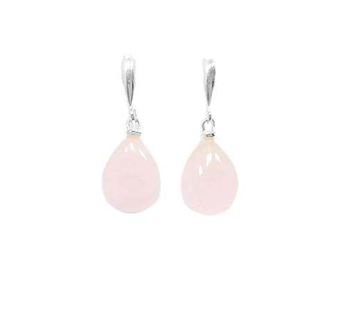 PINK Stone 925 Earrings Sterling Silver, Pink Quartz Silver Earrings, Dangly Sterling Silver Earrings, Small Teardrop Pink Quartz Earrings. (Make your choice :: SET + Chain 50cm, Gift-Wrapping: Free) von KRAMIKE