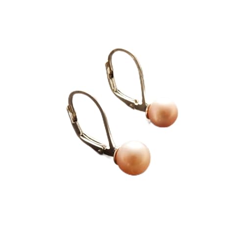 Pink Pearl Earrings, Sterling Silver, Lever Back Earrings, GENUINE 6 mm Pink Shell Balls, Minimalist, Pearl Jewelry (Quantity/Quantité: 5 Pairs of 6 mm, Gift-Wrapping: Free) von KRAMIKE