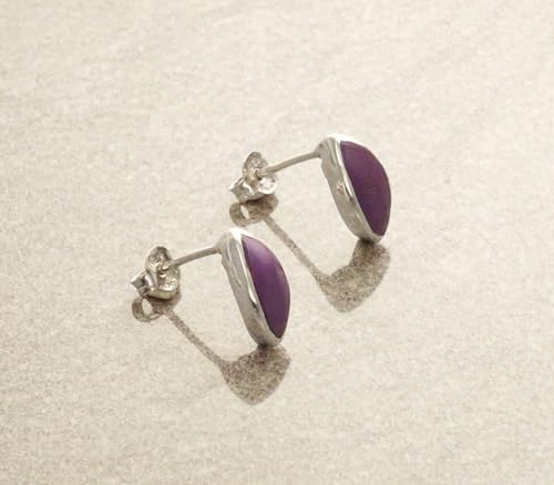 Purple Oval Earrings, Sterling Silver Pendant, Almond Oval Shape Stone, Modern Minimalist Violet Jewelry, Geometric Pointed Stone Studs (Make your choice :: Earrings & Pendant) von KRAMIKE