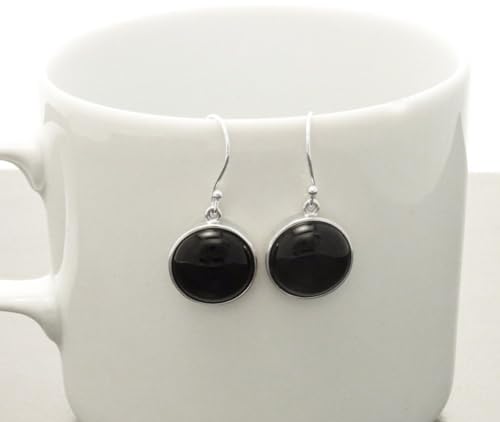 Round Onyx Earrings, Black Stone Earrings, Black Onyx Earrings, Minimalist Earrings, Everyday Earrings, 925 Silver Jewelry, Silver Gift von KRAMIKE