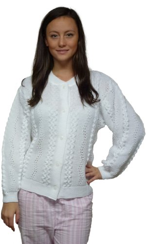 KRANZ Damen Bettjacke Gestrickt mit Langarm Cardigan Nachtwäsche Strickjacke Weich 38/40 von KRANZ