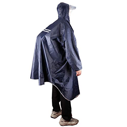 KRATARC Outdoor Regenponcho Reflektierender Wasserdichter Regenmantel Camping Wandern Radfahren mit Kapuze für Männer Frauen Erwachsene - Blau - Einheitsgröße von KRATARC