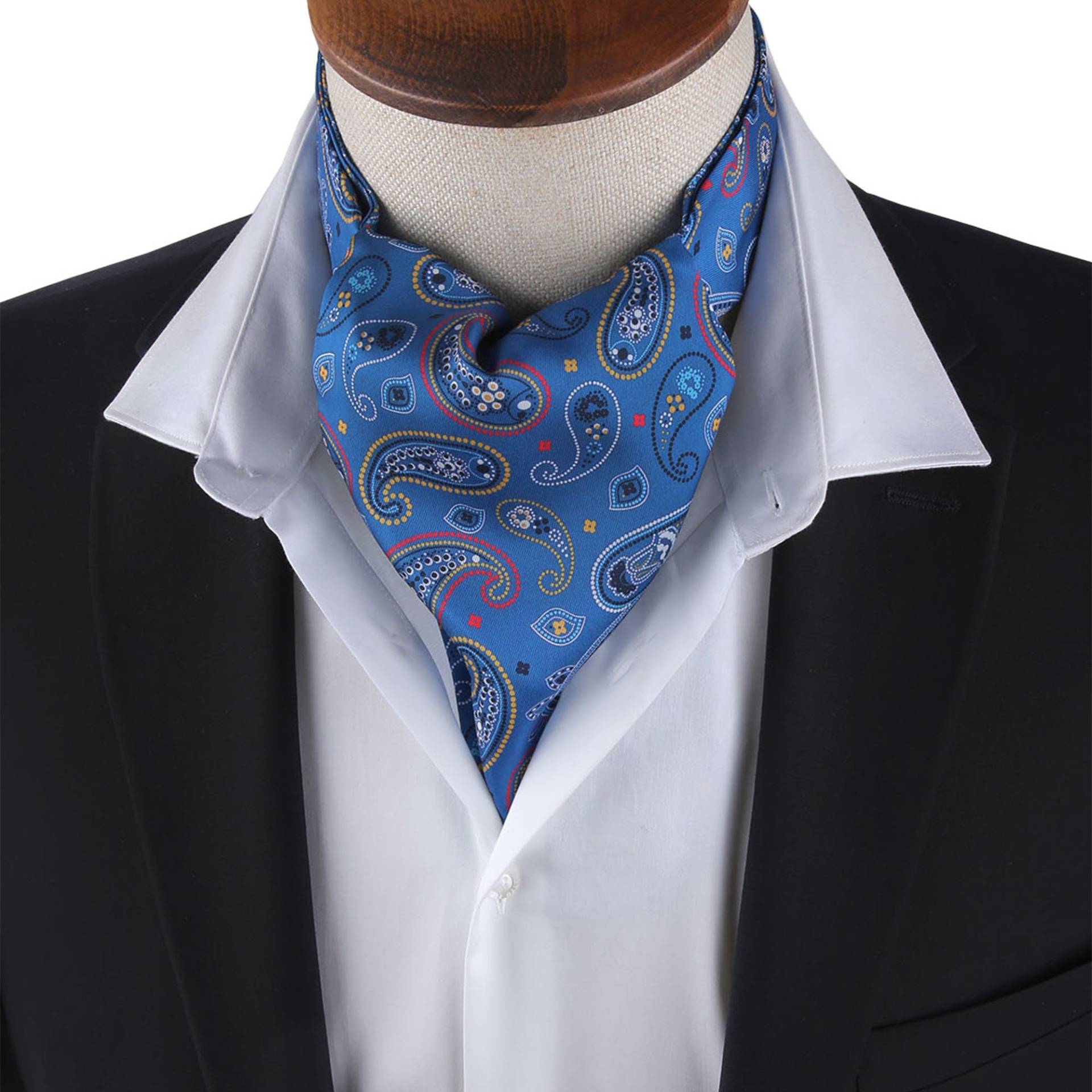 Herren Blue Floral Ascot Gedruckte Satin Krawatte von KRAVATKOLIK