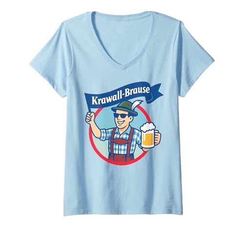 Damen KRAWALL-BRAUSE - Oktoberfest Lecker Bierchen Krawallbrause T-Shirt mit V-Ausschnitt Damen KRAWALL-BRAUSE - Oktoberfest Lecker Bierchen Krawallbrause T-Shirt mit V-Ausschnitt von KRAWALLBRAUSE - ERSATZ TRACHT - Lecker Bierchen