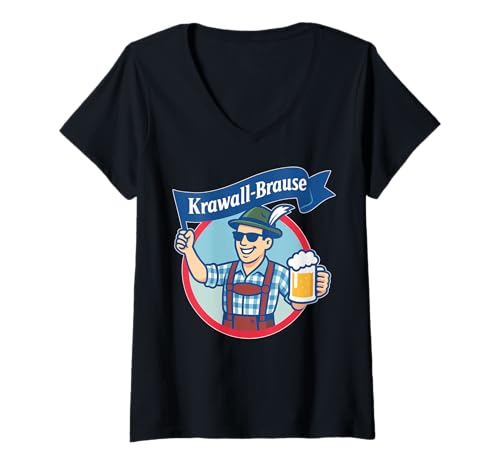 Damen KRAWALL-BRAUSE - Oktoberfest Lecker Bierchen Krawallbrause T-Shirt mit V-Ausschnitt Damen KRAWALL-BRAUSE - Oktoberfest Lecker Bierchen Krawallbrause T-Shirt mit V-Ausschnitt von KRAWALLBRAUSE - ERSATZ TRACHT - Lecker Bierchen