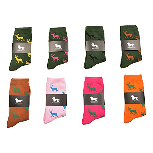 KRAWATTENDACKEL Hirschsocken/Business-Socken - Unisex für Damen & Herren - Modell und Größen nach Auswahl | Jagd/Jäger 421 Grün Hirsch Gold 36-40 von KRAWATTENDACKEL