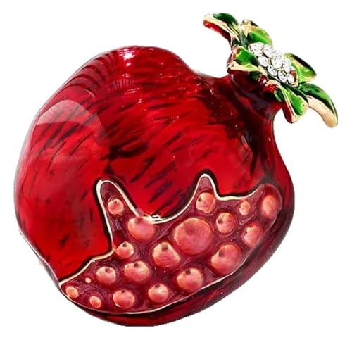 Damen Brosche Roter Granatapfel Kirsche Blatt Anstecknadel von KREATIONS