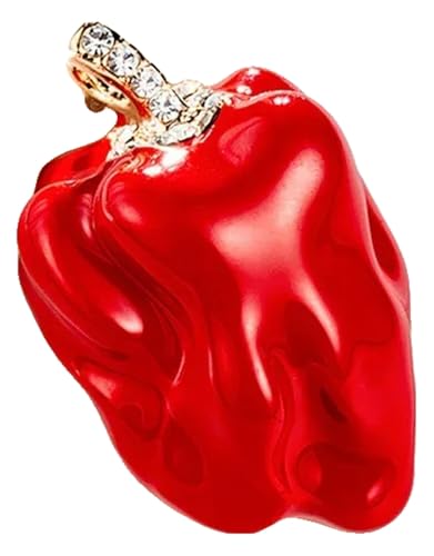 Damen Brosche Roter Granatapfel Kirsche Blatt Anstecknadel von KREATIONS