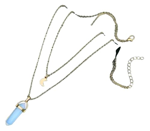 KREATIONS Natürlicher Stein Kristall Anhänger Halskette, Bunte Hexagonale Spalte Anhänger, Damen Halsschmuck KREATIONS Natürlicher Stein Kristall Anhänger Halskette, Bunte Hexagonale Spalte Anhänger, Damen Halsschmuck von KREATIONS