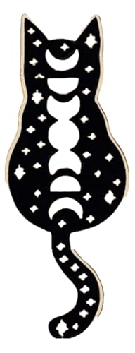 Paar Schwarze Weiße Emaille Pins: Katze Mit Messer & Hexen Brosche, Kreative Anstecker von KREATIONS