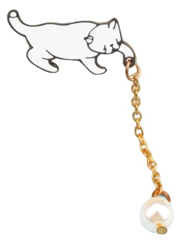 Paar Schwarze Weiße Emaille Pins: Katze Mit Messer & Hexen Brosche, Kreative Anstecker von KREATIONS