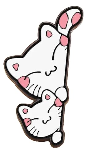 Paar Schwarze Weiße Emaille Pins: Katze Mit Messer & Hexen Brosche, Kreative Anstecker von KREATIONS