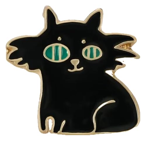 Paar Schwarze Weiße Emaille Pins: Katze Mit Messer & Hexen Brosche, Kreative Anstecker von KREATIONS