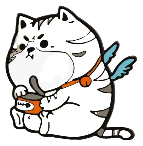 Paar Schwarze Weiße Emaille Pins: Katze Mit Messer & Hexen Brosche, Kreative Anstecker von KREATIONS