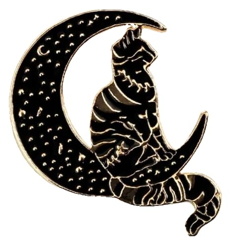 Paar Schwarze Weiße Emaille Pins: Katze Mit Messer & Hexen Brosche, Kreative Anstecker von KREATIONS