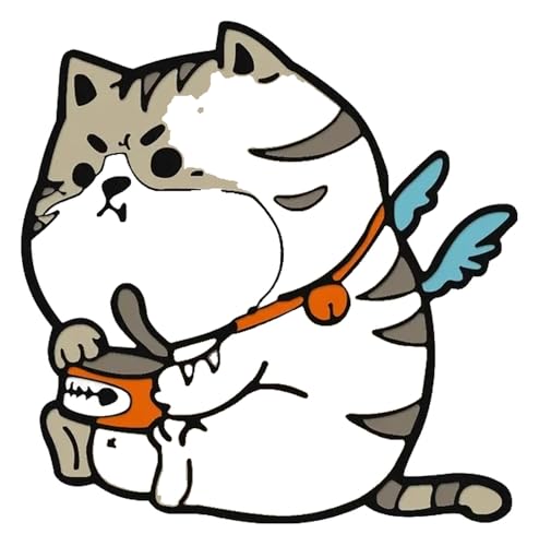 Schlafendes Cartoon Kätzchen liest Buch Pin von KREATIONS