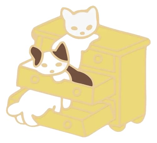 Schlafendes Cartoon Kätzchen liest Buch Pin von KREATIONS