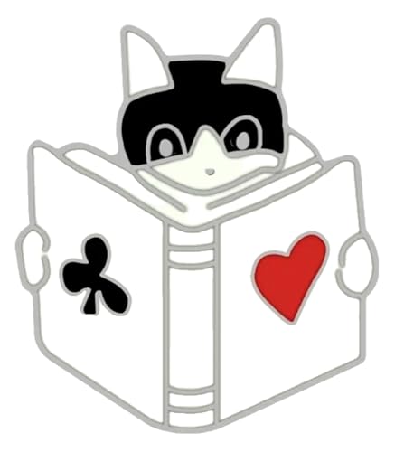 Schlafendes Cartoon Kätzchen liest Buch Pin von KREATIONS