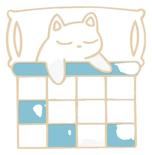 Schlafendes Cartoon Kätzchen liest Buch Pin von KREATIONS