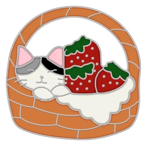 Schlafendes Cartoon Kätzchen liest Buch Pin von KREATIONS