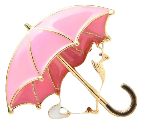 Wuli & Baby Niedliche Katze Mit Schirm Brosche – Emaille Fuchs Tier Anstecknadel Damen von KREATIONS