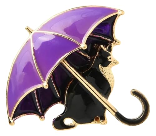 Wuli & Baby Niedliche Katze Mit Schirm Brosche – Emaille Fuchs Tier Anstecknadel Damen von KREATIONS