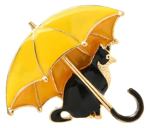 Wuli & Baby Niedliche Katze Mit Schirm Brosche – Emaille Fuchs Tier Anstecknadel Damen von KREATIONS