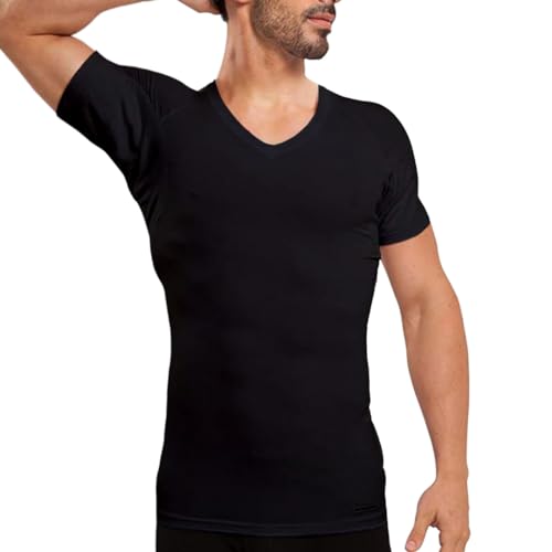 KREXS Anti-Schweiß-Weste Shapewear Herren V-Ausschnitt Weste, eingenähte Unterarm-Pads, Anti-Schweiß-Flecken, Large Schwarz von KREXS