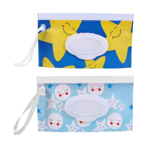 2 Stück Feuchttücher Taschen für Babys Tragbar, Feuchttücherbox Unterwegs, Wiederverwendbar Wet Wipe Tasche, Feuchttücher Behälter, Für Reisen, Zuhause, Büro von KRFWGUU