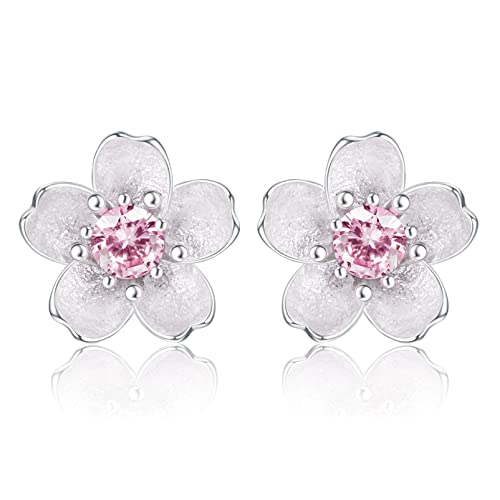 KRFY Ohrstecker S925 Sterling Silber Kirschblüten Blume Weiß Rosa CZ Knorpel Hypoallergen Ohrstecker Für Damen Mädchen Kinder KRFY Ohrstecker S925 Sterling Silber Kirschblüten Blume Weiß Rosa CZ Knorpel Hypoallergen Ohrstecker Für Damen Mädchen Kinder von Krfy