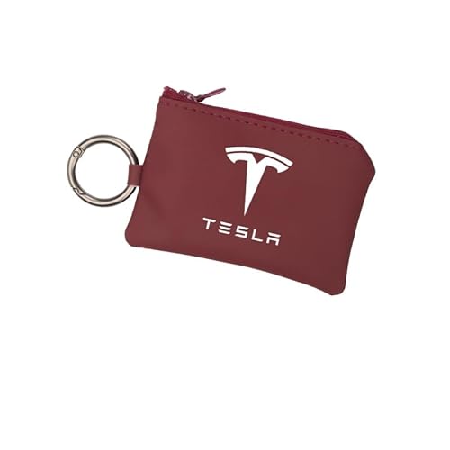 KRHINO Geldbörsen für Tesla Model 3 Y S X, Leder-Automontage, Zero-Geldbörse, Vintage, Handgefertigt, Reißverschluss-Geldbörse für Herren- und Damen-Accessoires,B von KRHINO