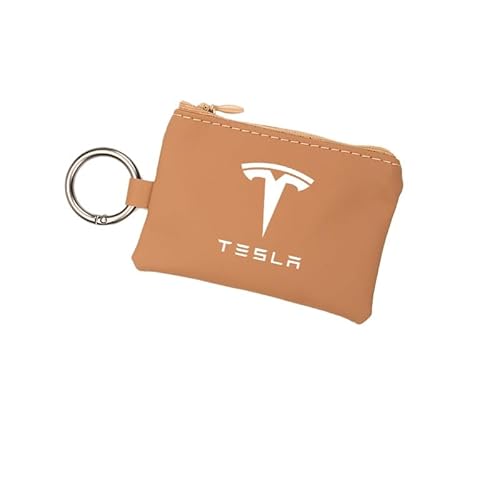 KRHINO Geldbörsen für Tesla Model 3 Y S X, Leder-Automontage, Zero-Geldbörse, Vintage, Handgefertigt, Reißverschluss-Geldbörse für Herren- und Damen-Accessoires,C von KRHINO