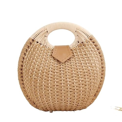 KRIECK Strohtasche,Strandtasche Mode Handtasche Persönlichkeit niedlich Reben Tasche Gras Paket gewebt Handtaschen Freizeitsack (Color : Light Brown) von KRIECK