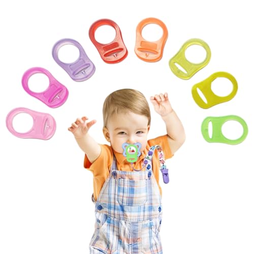 Adapter für Schnuller Kette, 8 Stück Transparent Silikonknopfring Silikonring für Schnuller,Baby Schnuller Halter Clip Adapter Schnullerhalter für Baby Schnullerketten, Silikonring für Schnuller von KRIEG
