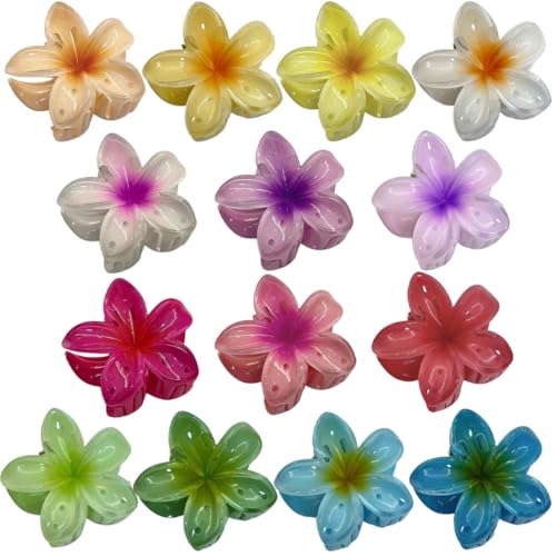 Blumen Haarklammer, 14 Stück 4cm Haarklammer Blume für Frauen, Klein Rutschfeste Blumen Haarspangen, Haarspange Blume Hawaii, Bunt Rutschfest Haarklammern, Elegante Haarstyling Zubehör von KRIEG