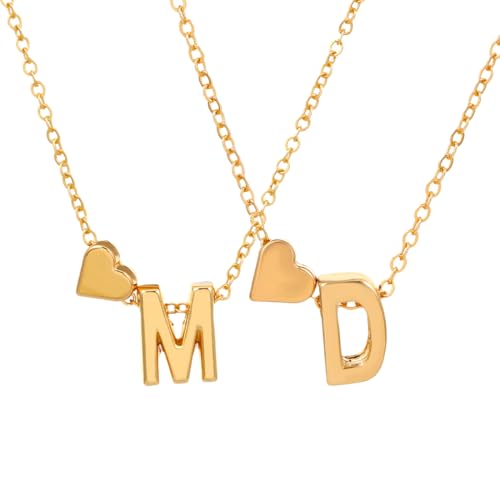 Damen Collier Edelstahl, 2 Stück Herz Halskette Damen Gold Kette Mit Kleinem Herz Anhänger Personalisierte Initial Kette Für Damen Mädchen Beste Freundin Geschenk schmuck von KRIEG