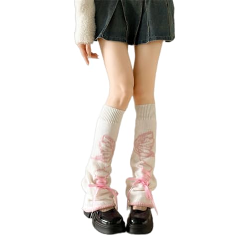 Gothic Damen Beinlinge, Beinlinge für Frauen, Kawaii Y2K Legwarmer Winter Stiefel, Mädchen ausgestellte Beinstulpen,Gothic Lolita Beinstulpen Accessoires, Weiß von KRIEG