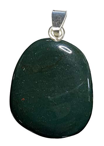 KRIO 1x Heliotrop Scheibenstein Therapiestein mit Sterlingsilber-V-Schlaufe von KRIO