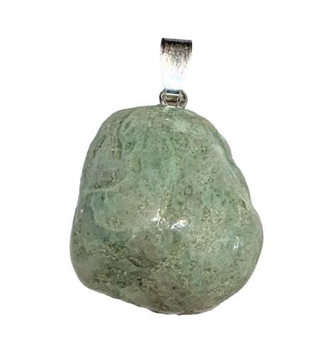 KRIO 1 x Garnierit/grüner Mondstein Handschmeichler IOV250615 als Anhänger mit Silberöse - Steingröße M Steinlänge 22-25mm (Garnierit 1) von KRIO