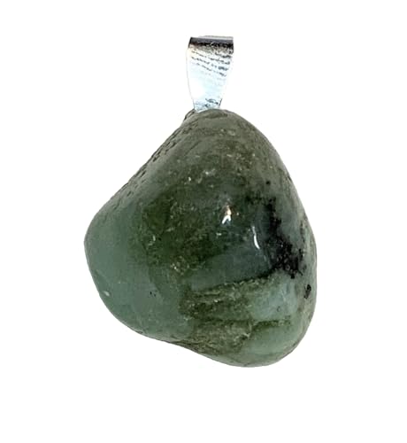 KRIO 1 x Garnierit/grüner Mondstein Handschmeichler IOV250615 als Anhänger mit Silberöse - Steingröße M Steinlänge 22-25mm (Garnierit 11) von KRIO