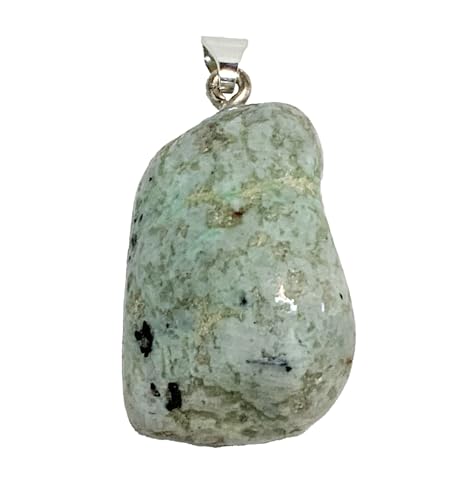 KRIO 1 x Garnierit/grüner Mondstein Handschmeichler IOV250615 als Anhänger mit Silberöse - Steingröße M Steinlänge 22-25mm (Garnierit 12) von KRIO